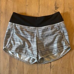 Under Armour Women's Athletic Shorts in Black and Gray Stripes